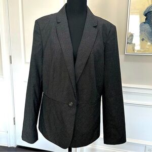 Ann Taylor Factory One Button Blazer Black with White Specs Jacket – Size 16